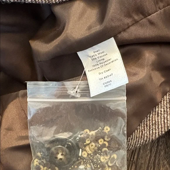 Talbots Wool Blend Paisley Embroidered Beaded Blazer Jacket Brown 14 EUC - Picture 6 of 9